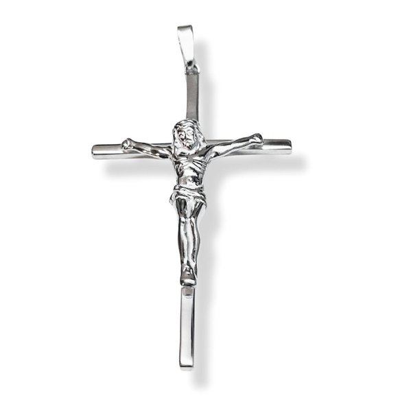 24 HRS SALE ONLY White Gold Crucifix Cross Jesus Pendant 925 Sterling Si… - Picture 8 of 10